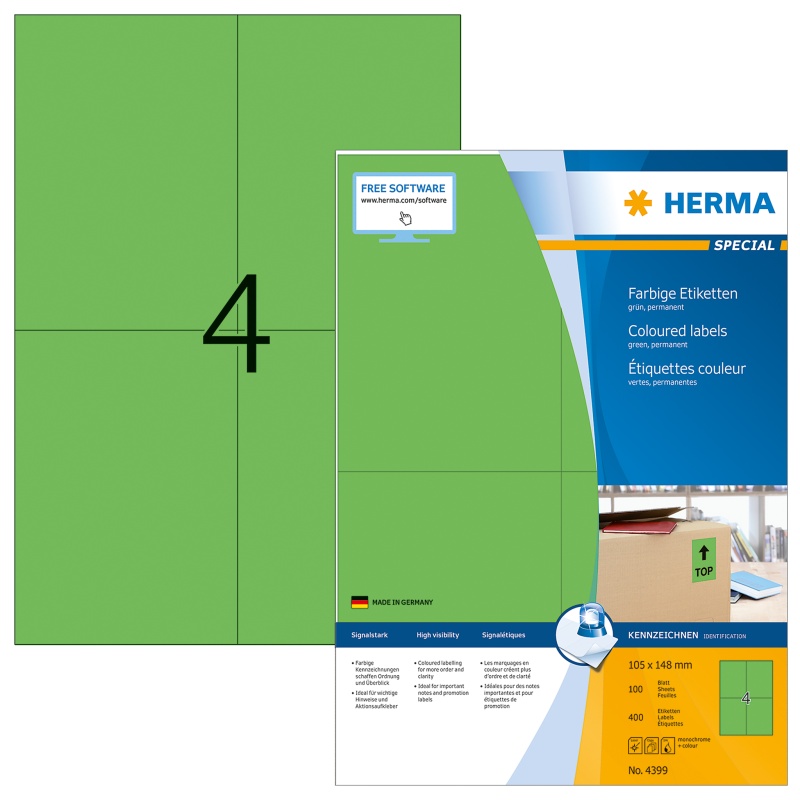 Etiket Herma ILC 105x148 groen/pak 400