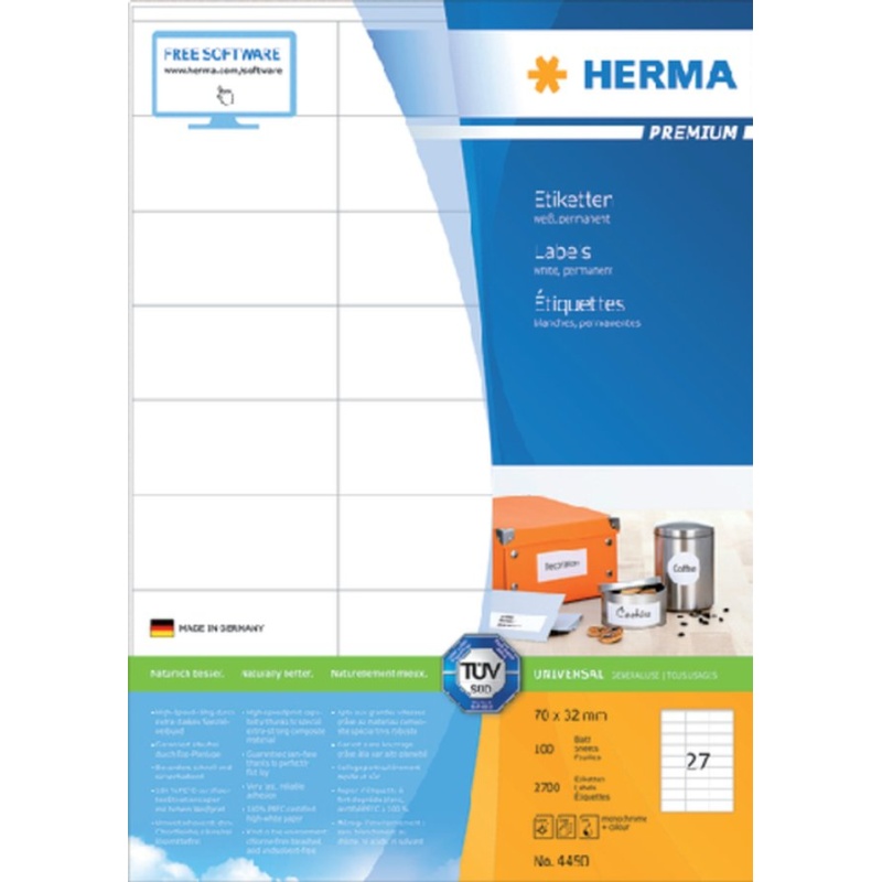 Etiket Herma ILC 70x32 prem wit/pak 2700