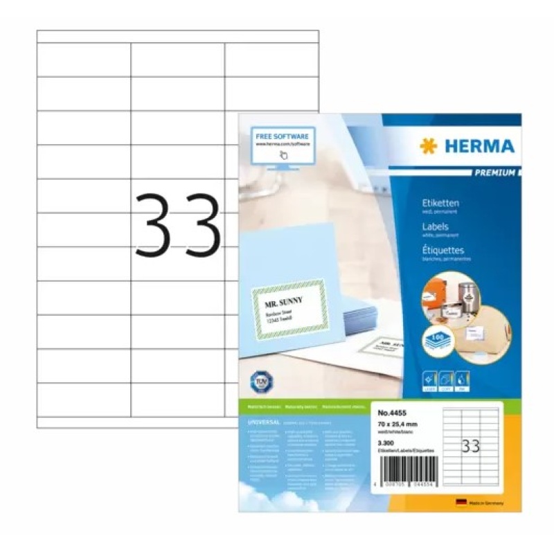 Etiket Herma ILC 70x25 prem wit/pak 3300