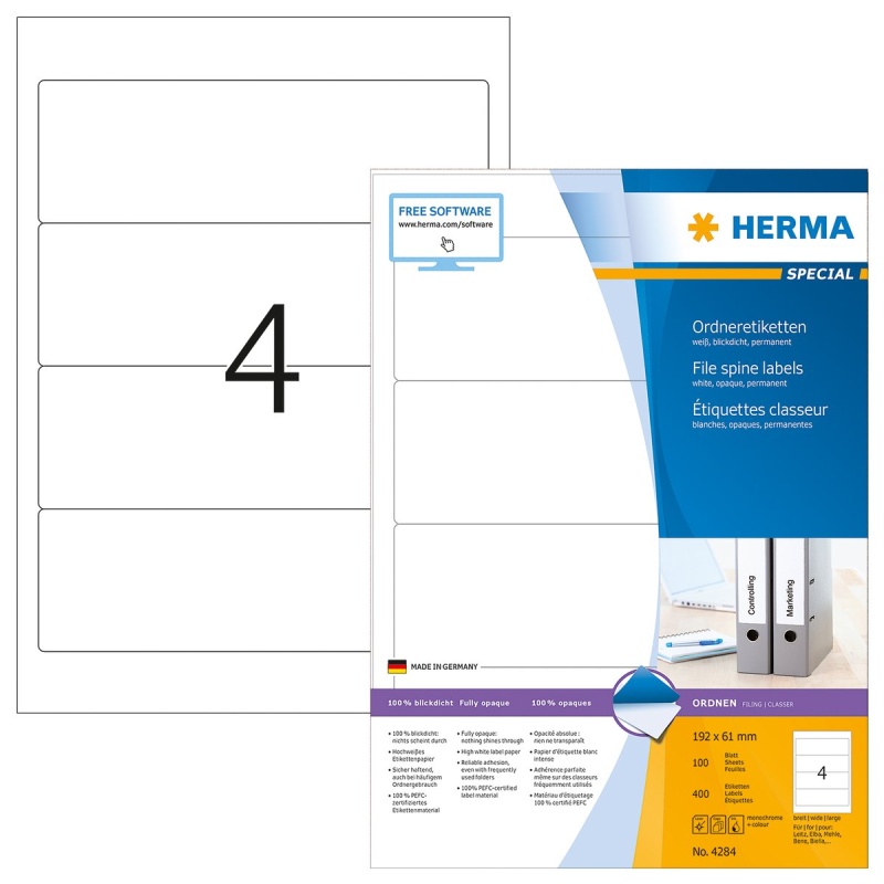 Rugetiket Herma ILC 192x61 wit/pak 400