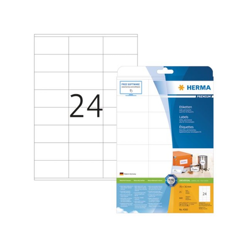 Etiket Herma ILC 70x36 prem wit/pak 600