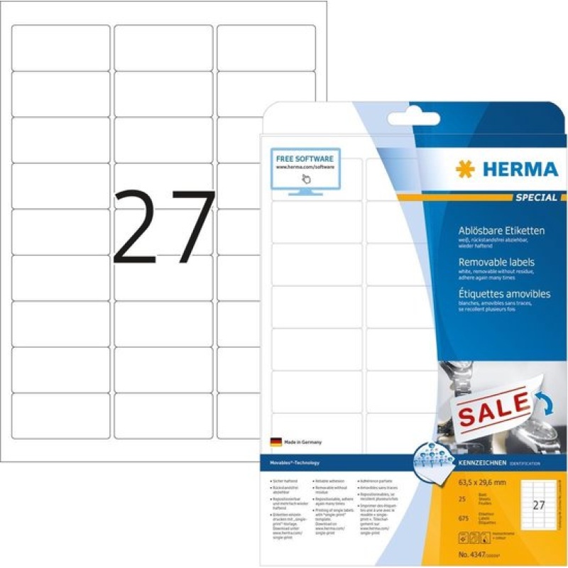 Etiket Herma ILC 64x30 afn. wit/pak 675