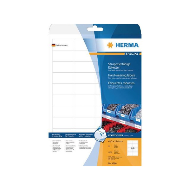 Etiket Herma LC 70x37 folie wit/pak 600