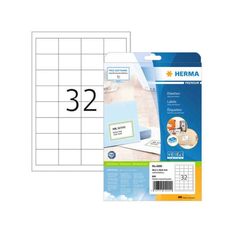 Etiket Herma ILC 48x34 prem wit/pk 800