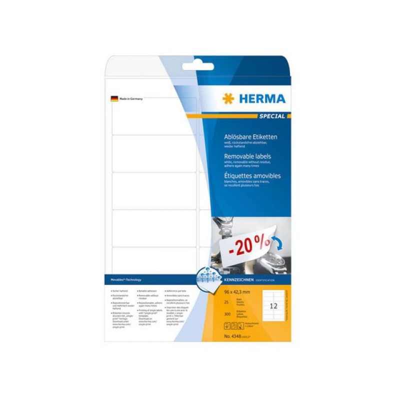 Etiket Herma ILC 96x42 afn. wit/pak 300