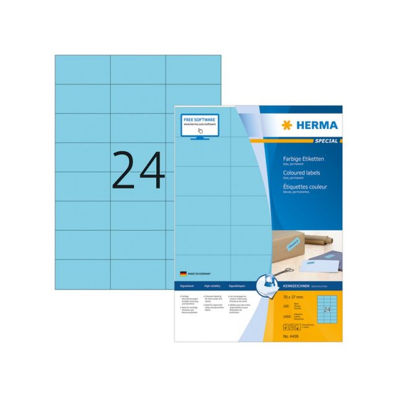Etiket Herma ILC 70x37 blauw/pak 2400