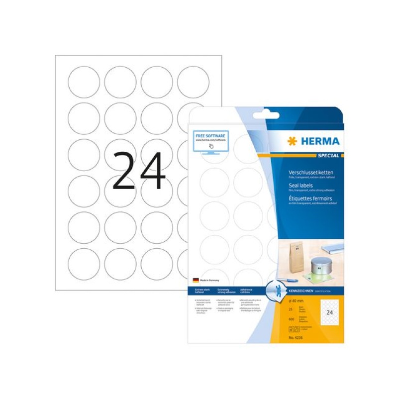 Etiket LC 40mm rond perm tr/pk 600
