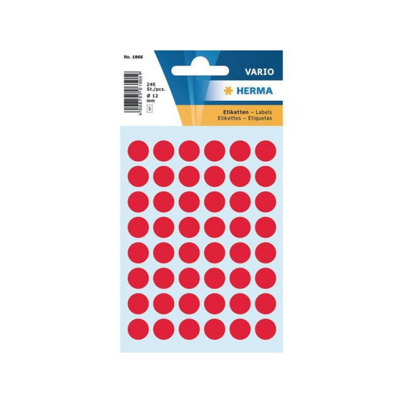 Etiket Herma 12mm rond rood/pk 240