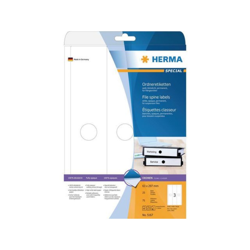 Rugetiket Herma ILC 63x297 wit/pk 75