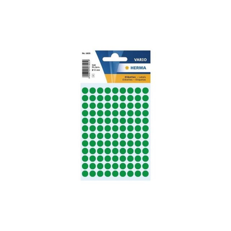 Etiket Herma 8mm rond donkergroen/pk 540