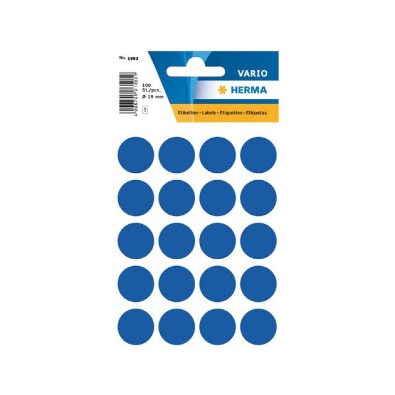 Etiket Herma 19mm rond donkerblauw/pk100