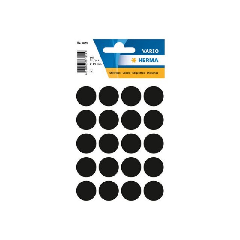 Etiket Herma 19mm rond zwart/pk 100