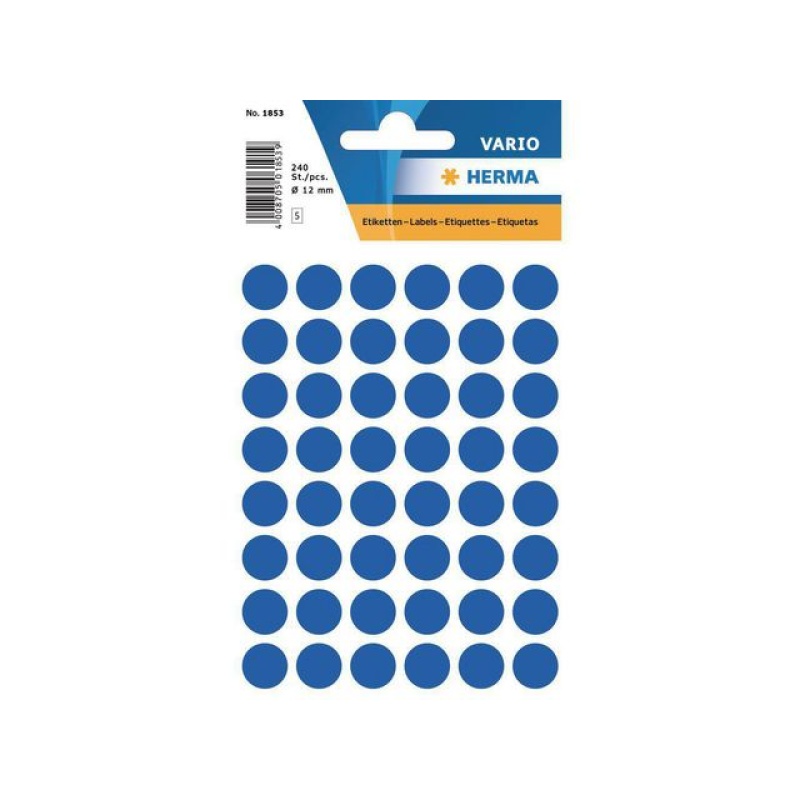 Etiket Herma 12mm rond donkerblauw/pk240