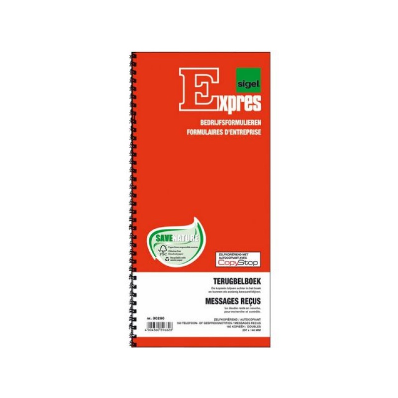 Terugbelboek Sigel zelfkopierend/wr2