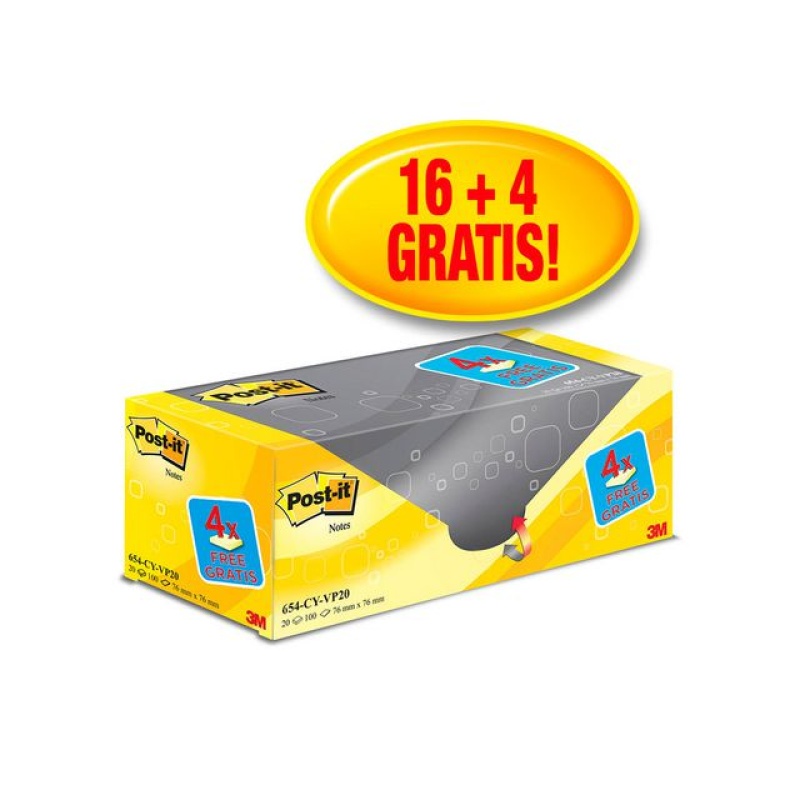 Notitieblok Post-It 76x76 kan.geel/pk 20