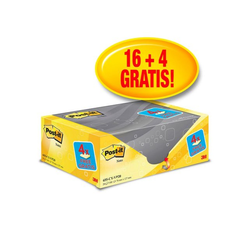 Notitieblok Post-It 76x127 kan.geel/pk20