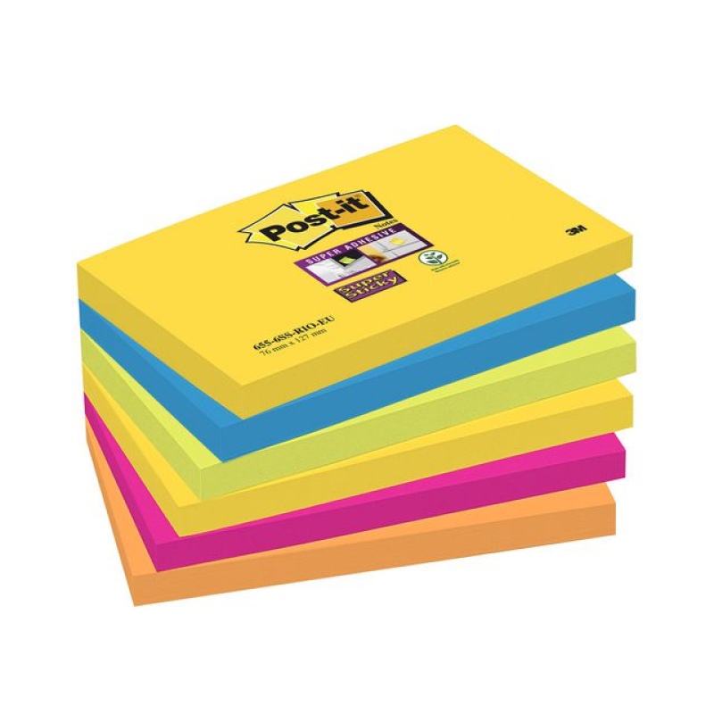 Notitieblok Super Sticky 76x127 neon/pk6