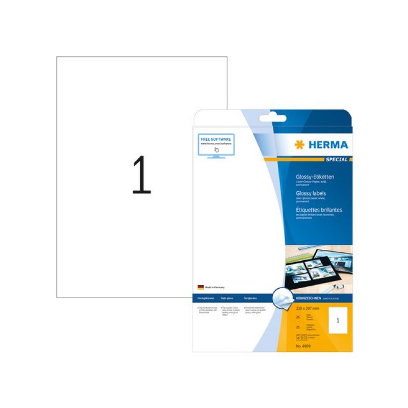 Etiket Herma LC 210x297 glossy wit/pk 25