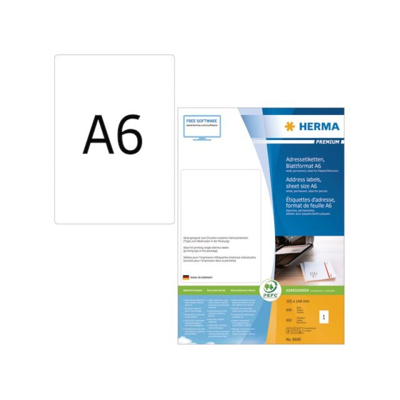 Etiket Herma A6 105x148 wit/pk800