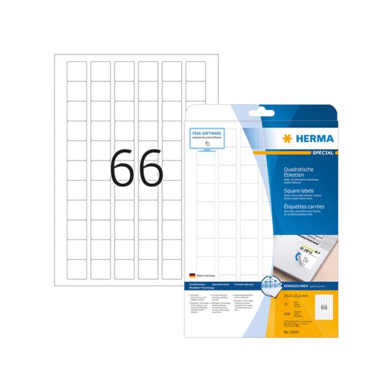 Etiket Herma verw. A4 25,4x25,4mm/pk1650