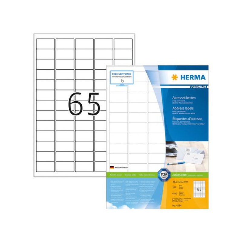 Etiket ILC 38,1x21,2 prem wit/pak 6500