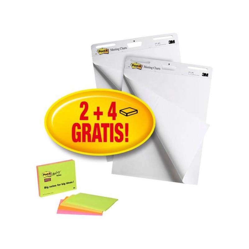 Flipoverpapier Post-it blanc+notes/ds2+4