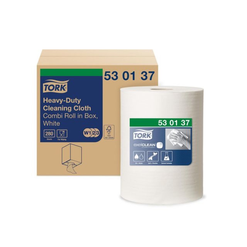 Poetsdoekrol Tork W1-2-3 h duty 1L wt
