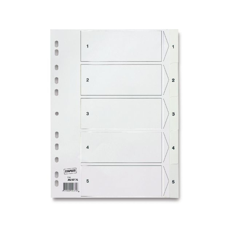 Tabblad SPLS A4 11R 1-5 Wit PP