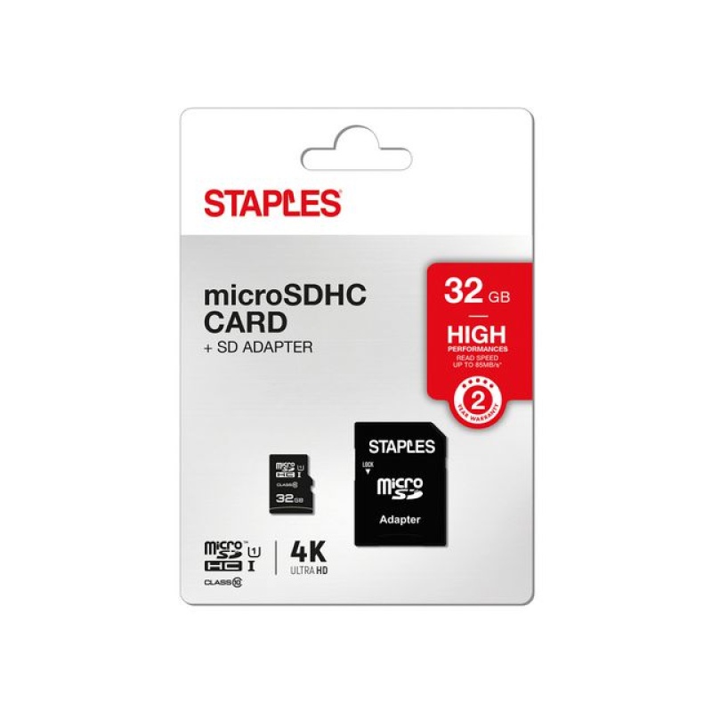 MicroSDHC Staples 32GB with SD adapter
