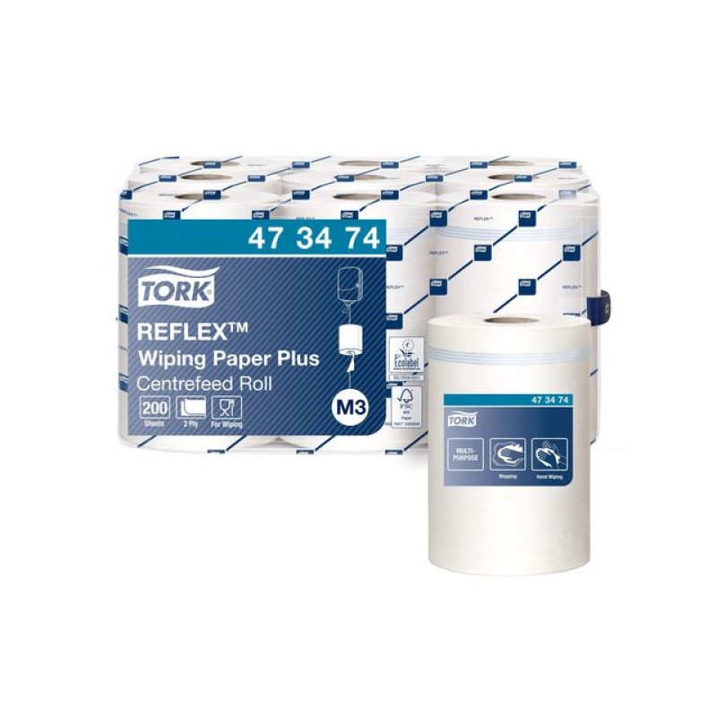 Poetsdoekrol Tork M3 2L mini 67m wit/pk9