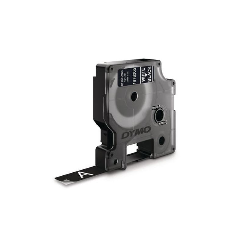 Tape Dymo Durable D1 12mmx3m Wit/Zwart