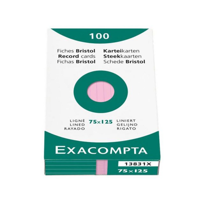 Systeemkaart 75x125mm roze/pk 100