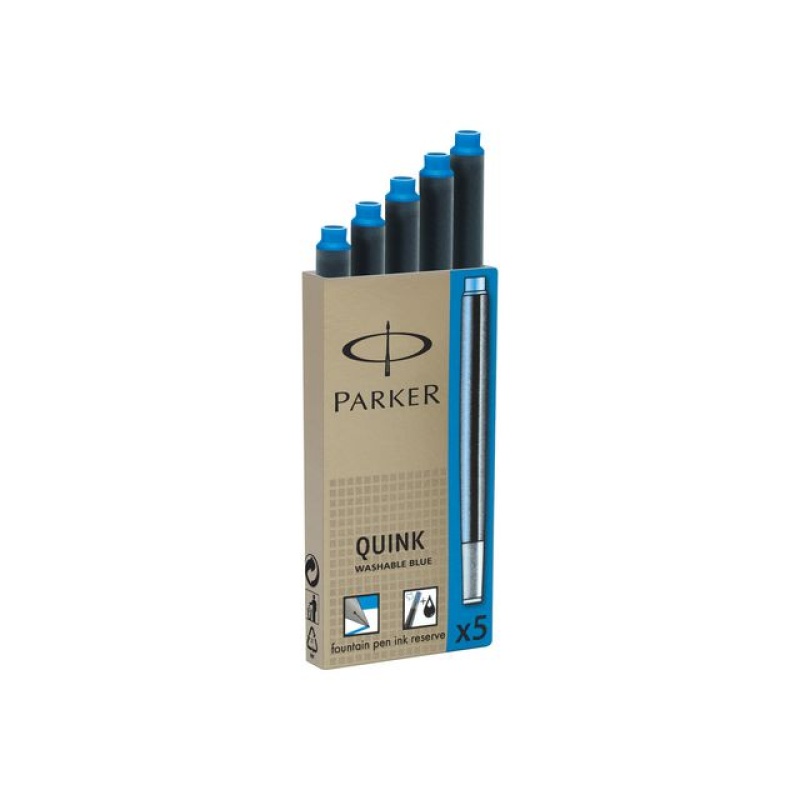 Inktpatroon Quink lang blauw/doos 5
