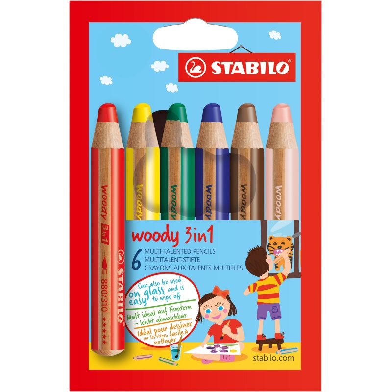 Kleurpotlood 3 in 1 Stabilo Woody ass/6