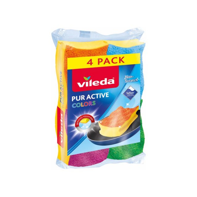 Schuurspons Vileda Color/pk 4