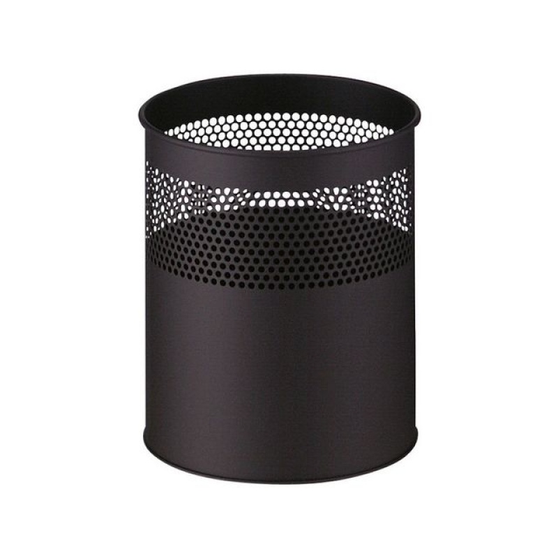 Papierbak 15l metaal geperf zwart