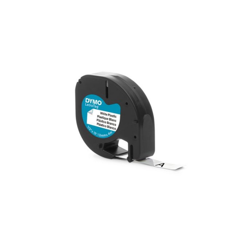 Tape Dymo Letratag 91221 12mm zw/wit