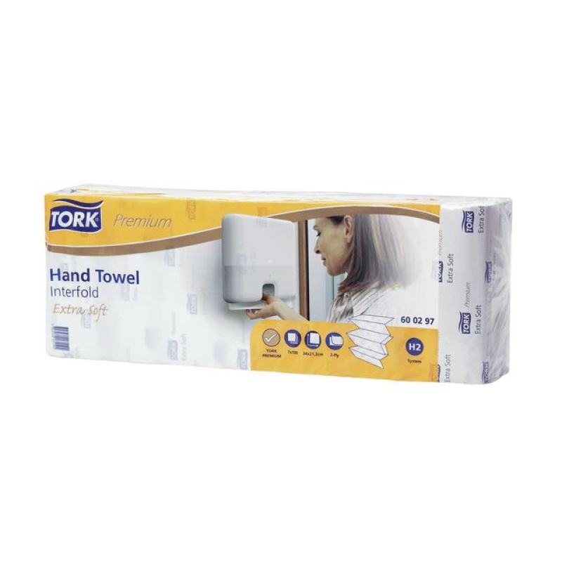 Handdoek Tork H2 Premium 2L wit/pk700