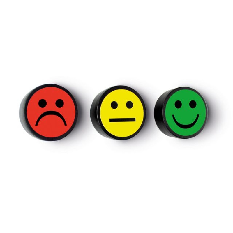 Symbool magnetisch Smiley 35mm geel/pk5