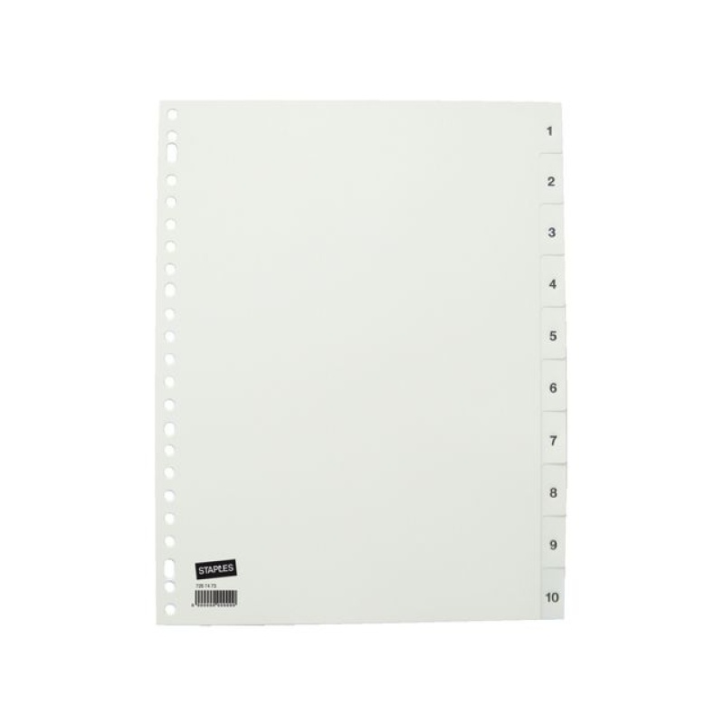 TABBL A4 23R 1-10 WIT PP STAPLES