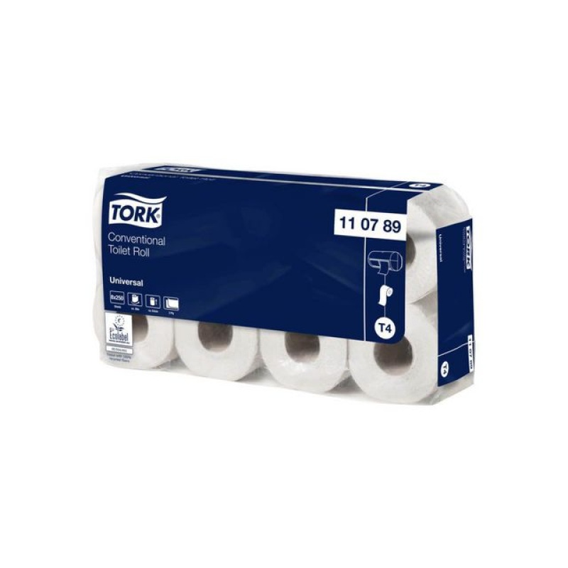 Toiletpapier Tork T4 uni 2L wt/pk 8x250v