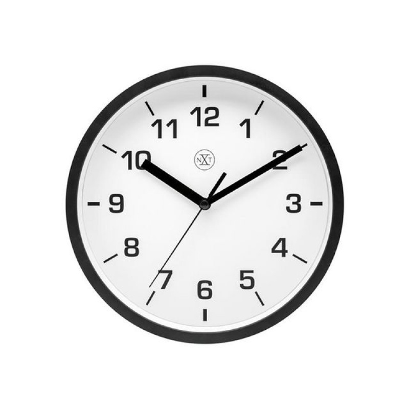 Wandklok rond 20cm kunststof rand zw