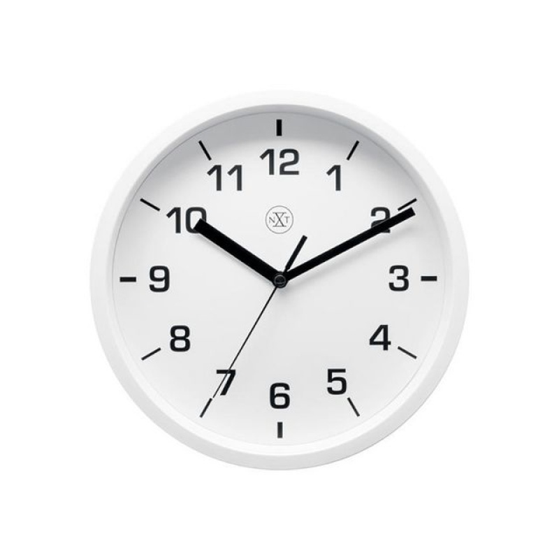 Wandklok rond 20cm kunststof wit