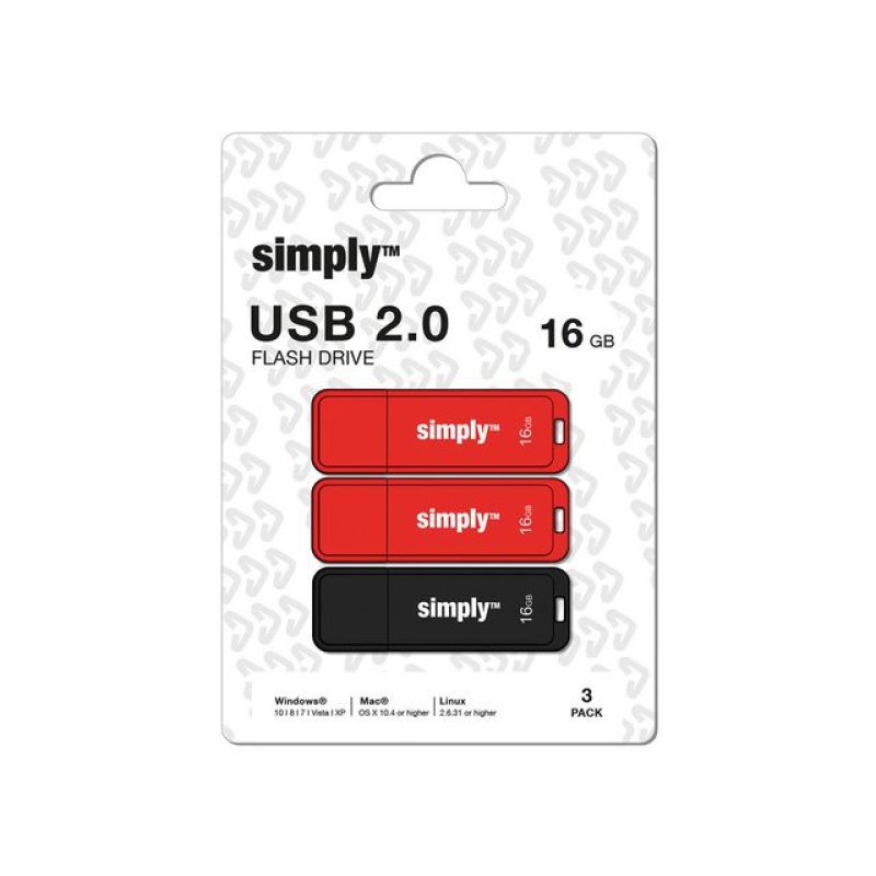 USB 2,0 flashdrive Simply 16GB ro/zw/pk3