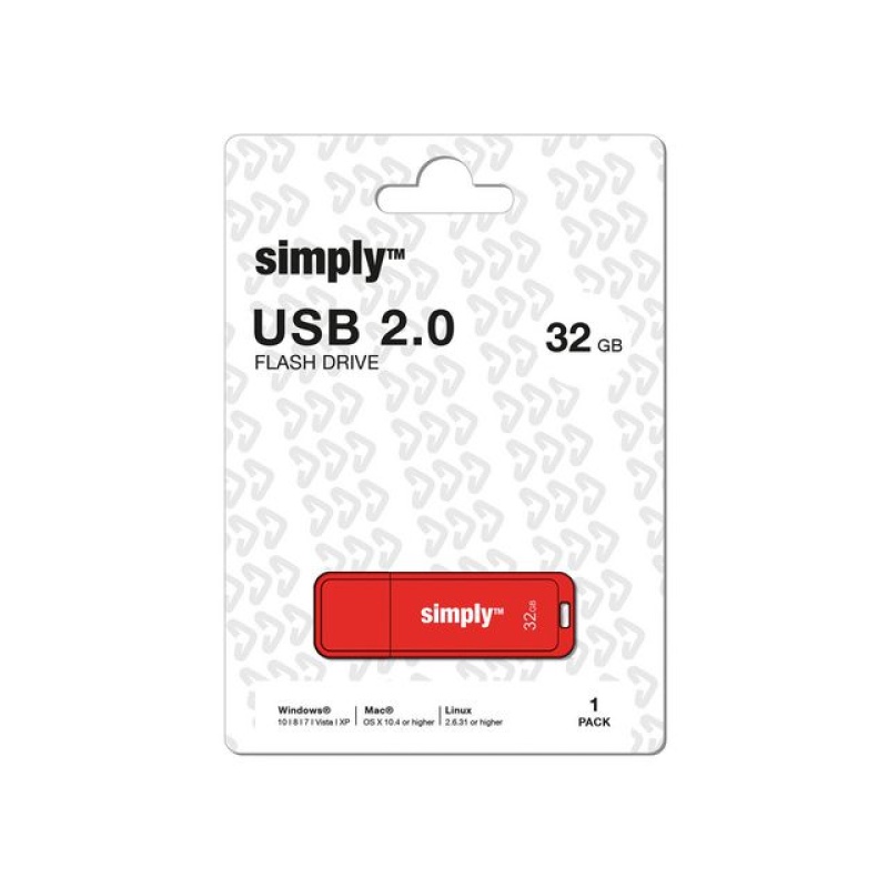 USB 2,0 flashdrive Simply 32GB rood