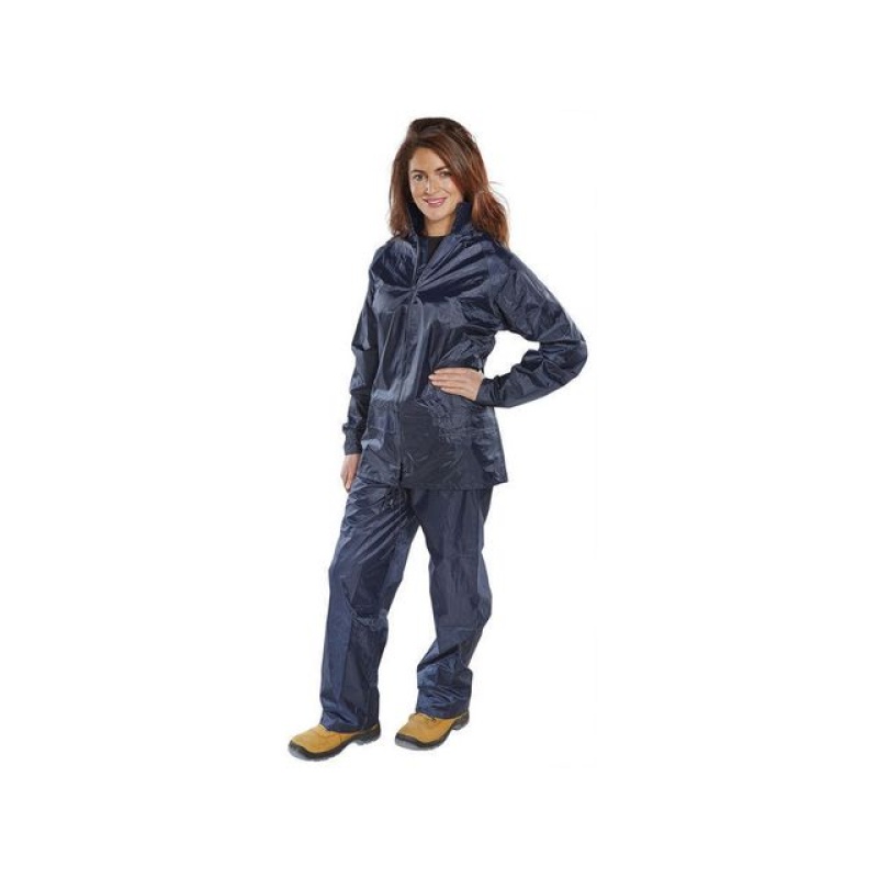 Regenpak nylon navy blauw S
