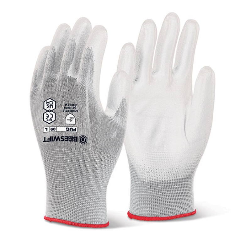 Handschoen PU coated wit S/ds10