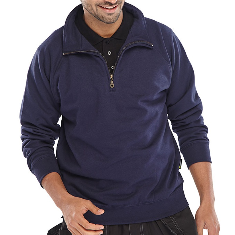Sweatshirt zip navy blauw XS
