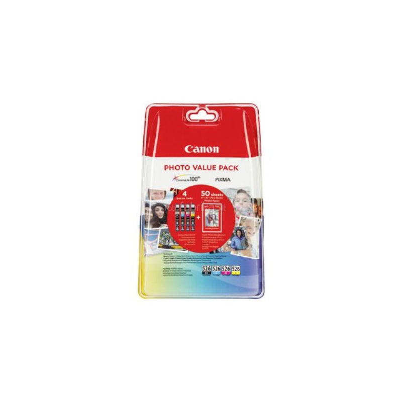 Inkjet Canon 526 B/C/M/Y+50Vel/pk4
