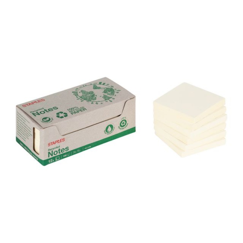 Notitieblok recycled SPLS 76x76 geel/p12